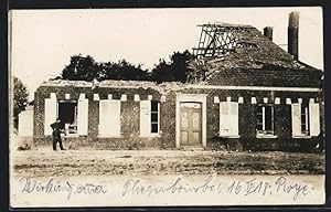 Photo-Carte postale Roye, Wirkung einer Fliegerbombe am 16.5.1918