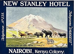 Original Vintage Luggage Label - New Stanley Hotel, Nairobi, Kenya Colony