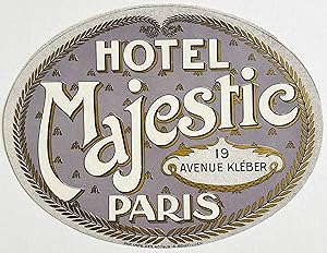 Original Vintage Luggage Label - Hotel Majestic Paris