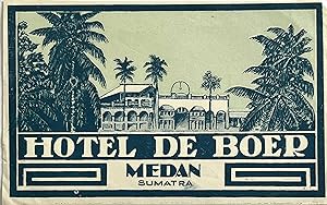 Original Vintage Luggage Label - Hotel de Boer, Medan, Sumatra, Indonesia