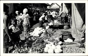 Foto Ansichtskarte / Postkarte Indien, Marktszene, Marktstand, Lebensmittel