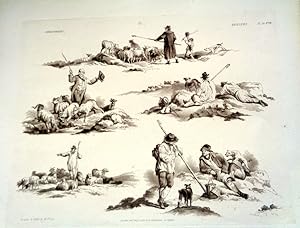 Shepherds. (Bergers) 1822. Tinted Aquatint.