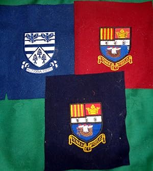 Blazer Cloth Badges with mottos and shield silk wove designs Inc; Altiora Peto (Warwick School?) ...