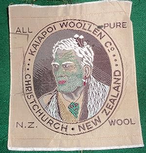 Kaiapoi Woollen Company, Christchurch, Silk woven company cloth label c1955-60