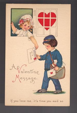 Postman Delivering Valentine Postcard