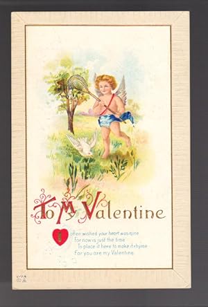 Cupid Catching Turtle Dove Valentine Postcard