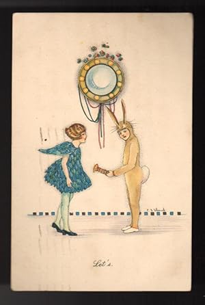 Let's Art Deco Costume Party Postcard