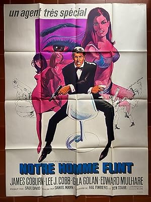 Affiche originale cinéma NOTRE HOMME FLINT Our man Flint JAMES COBURN Lee J. Cobb 120x160cm