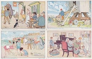 French Pub Dog Piano Lounge Beach House 4x Old Sketch Postcard s