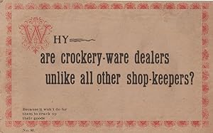 Crockery Kitchen Ware Dealers Shop Keepers Old Comic Postcard