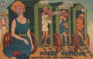 Mixed Bathing Sharing Changing Rooms Beach Gender Comic Old Postcard