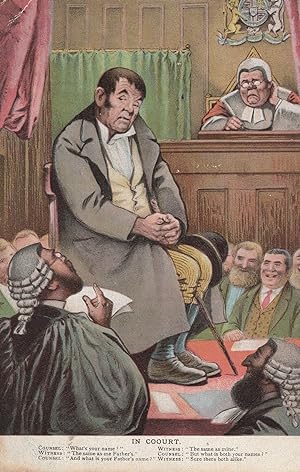 Whats Your Name Court Judge Law Old Comic Humour Postcard