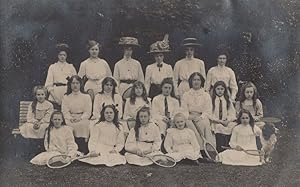 Welsh Rhyl 1910 Tennis Childrens Ladies Group Photo Old Postcard