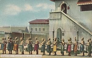 Rangoon Jail Prison India Prisoners With Breakfast Old Postcard