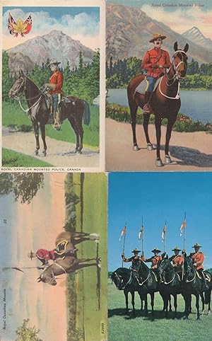 Canadian Mounted Police 4x Postcards incl 3 Old Linen Policeman
