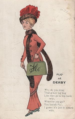 Derbyshire Flo At Derby Posh Money Fashion Bag Suffragette Postcard