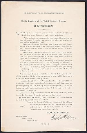 President Wilson Urges Americans to Support the "Stricken Jewish People" of Europe During World W...