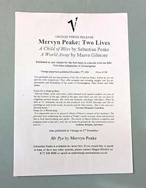 Vintage Press Release for ‘Mervyn Peake: Two Lives: ‘A Child of Bliss’ by Sebastan Peake’ and ‘A ...