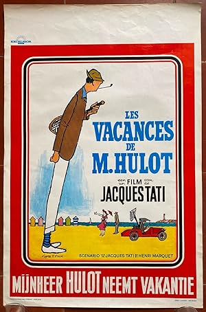 Affiche originale cinéma LES VACANCES DE MONSIEUR HULOT Plage JACQUES TATI Pierre Etaix 34x54cm