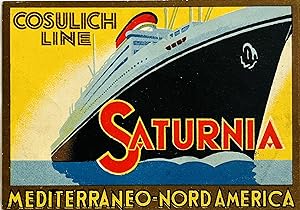 Original Vintage Luggage Label - Cosulich Line Saturnia