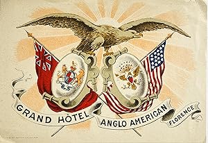 Original Vintage Luggage Label - Grand Hotel Anglo American Florence