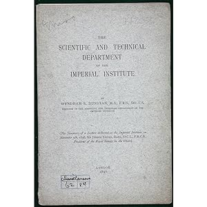The Scientific and Technical Department of the Imperial Institute. (The Summary of a Lecture deli...