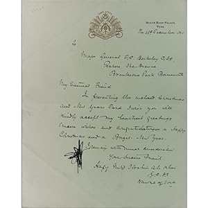 Autograph letter, signed, to Major-General J.C. Berkeley