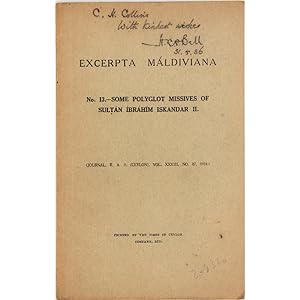 Excerpta Maldiviana. No.13. Some Polyglot Missives of Sultan Ibrahim Iskandar II.