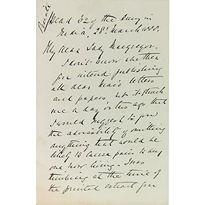 [Autograph letter, signed, to Lady Macgregor]