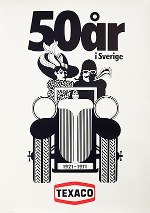 1971 Swedish Advertising poster - Texaco, 50år i Sverige (50 years in Sweden)