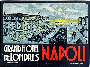 Original Vintage Luggage Label - Grand Hotel De Londres, Napoli