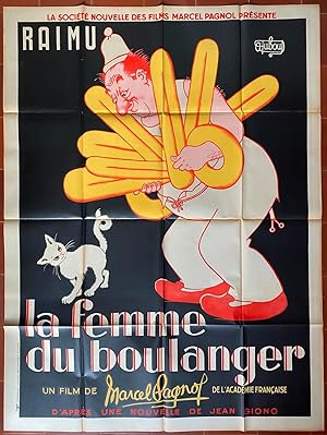 Affiche cinéma LA FEMME DU BOULANGER Marcel Pagnol RAIMU Dubout 120x160cm 50's