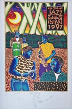 NEW ORLEANS JAZZ HERITAGE FESTIVAL POSTER NUMBERED/SIGNED BY NEVILLE BROTHERS
