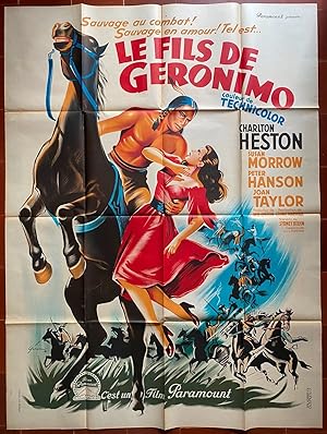 Affiche originale cinéma LE FILS DE GERONIMO Savage CHARLTON HESTON Susan Morrow 120x160cm