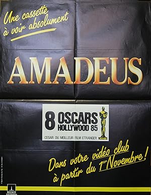 "AMADEUS" Réalisé par Milos FORMAN en 1984 avec F. Murray ABRAHAM / Affiche Vidéo-cassette frança...