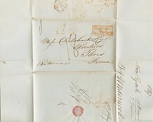 Handwritten cover letter via Cunard Line Paddlestreamer RMS Britannia, NY to Paris