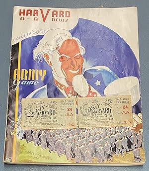1942 HARVARD AA NEWS with 2 ARMY vs HARVARD FOOTBALL TICKETS