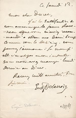 Eugène DELACROIX lettre autographe signée