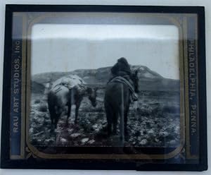 Montana Crow Indian Squaw and Pack Pony Lantern Slide (titled as written)