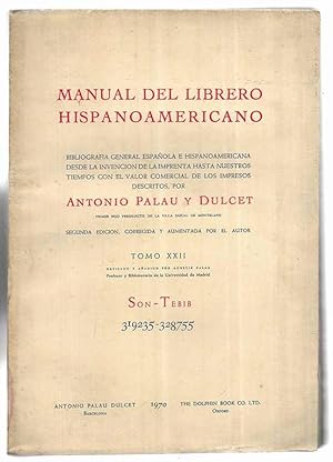 Manual del Librero Hispanoamericano Tomo XXII 2ª edición 1970