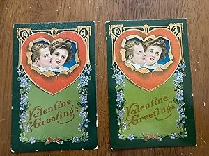 Vintage Green Valentine Postcards (2)