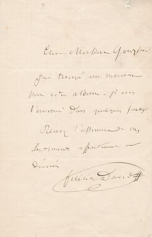 Félicien DAVID lettre autographe signée