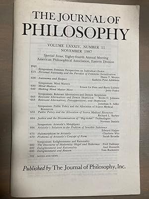 The Journal of Philosophy Volume LXXXIV Number 11 November 1987