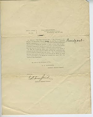 Civil War appointment of Edwards Pierrepont as Special Commissioner to investigate transactions o...