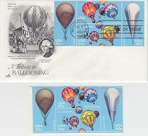 First Day Postal Cover and Panel of Stamps - A Tribute to Ballooning, J. P. Blanchard, Balloonist