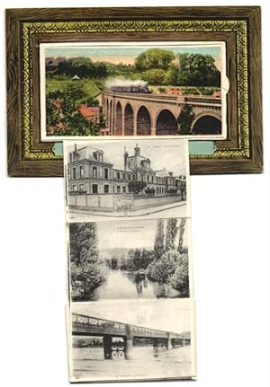 Leporello-Carte postale D`Elbeuf, Le Pont de Fer, Le Viadun de l`Hospice, La Gare, L`Eglise Saint...