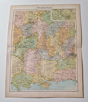 Original 1899 Colour County Map of Southern England