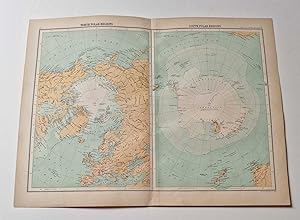 Original 1899 Colour Map of North & South Polar Regions