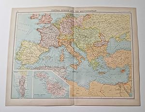 Original 1899 Colour Continental Map of Central Europe