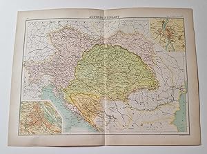 Original 1899 Colour Map of Austria and Hungary
